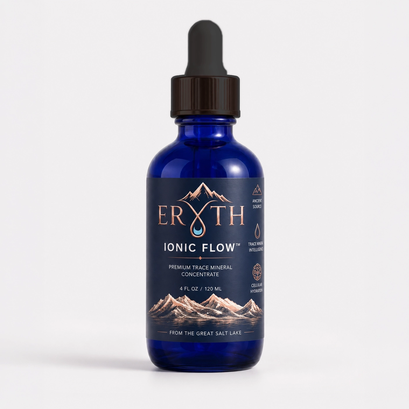 ERYTH Ionic Flow liquid trace mineral bottle at the center of the daily ritual